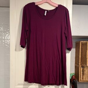 Beatrix Women's 3/4 sleeve tunic or mini dress- Deep Purple size medium 8:23